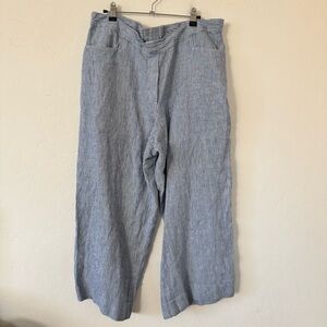 J. Jill Striped Linen Cropped Pants Size L Tall